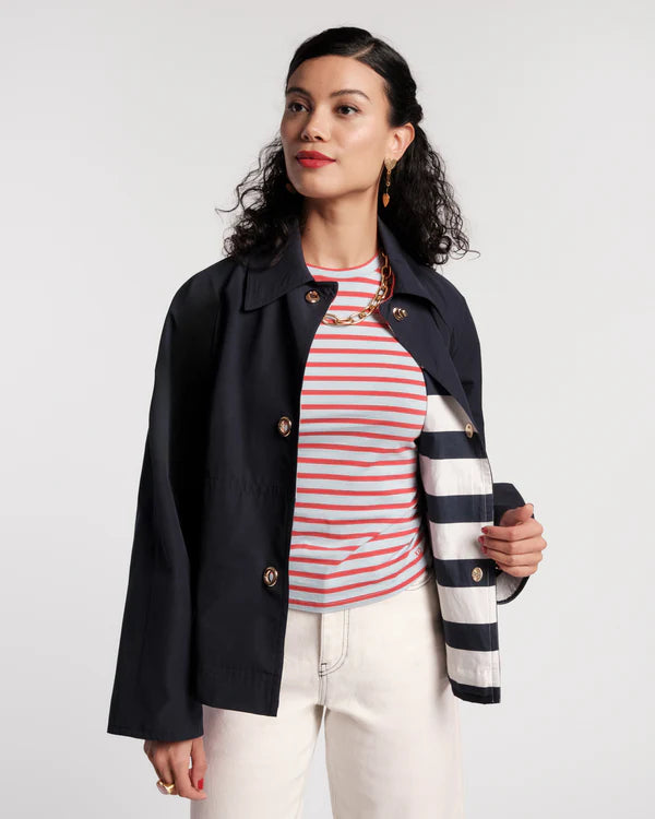 SHORT SPIFFY TRENCH POLY NAVY – Monkee's of Baltimore