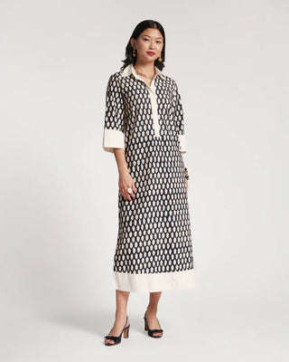 TRACEY MIDI DRESS LOOP PRINT COTTON POPLIN
