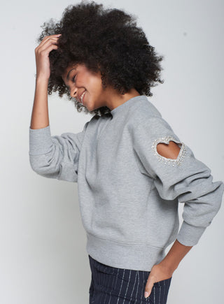 SWEATSHIRT KNIT WITH HEART CUTOUT
