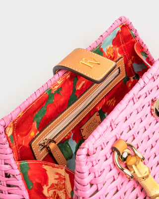 ROOSTER WICKER HANDBAG - PINK