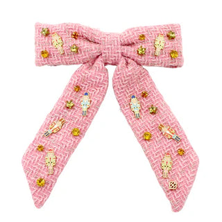 PINK TWEED NUTCRACKER BOW