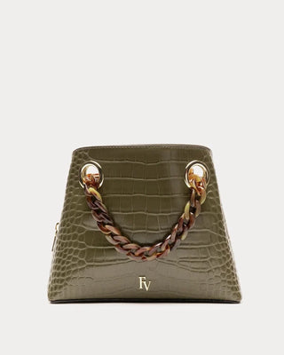 SKIP TOTE CROC EMBOSS LEATHER OLIVE OS - OLIVE