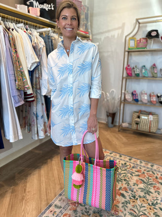 BLUE LEAF MINI DRESS