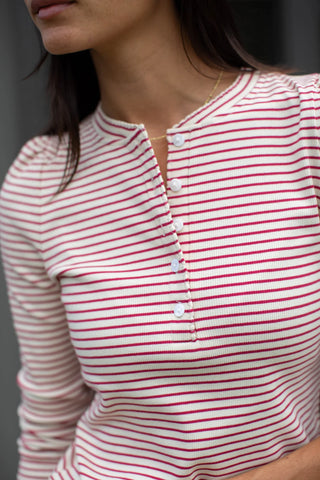 PUFF SLEEVE HENLEY TOP