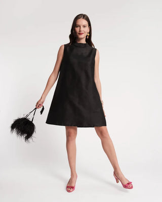 DIPLOMAT MINI DRESS SLEEVELESS POLY DUPION SOLID DUPIONI BLACK