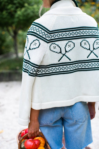 TENNIS INTARSIA SHAWL CARDIGAN