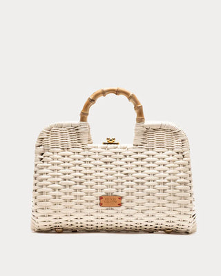 BUZZY BASKET WICKER W/ BAMBOO HANDLE WICKER OFF WHITE