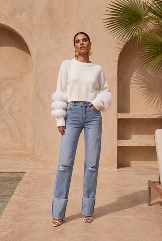 TIERS OF TREATY FUR SWEATER
