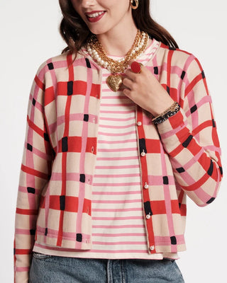 DARLING CARDIGAN LOLLIPOP LATTICE 100% MERINO WOOL PINK/RED/MULTI