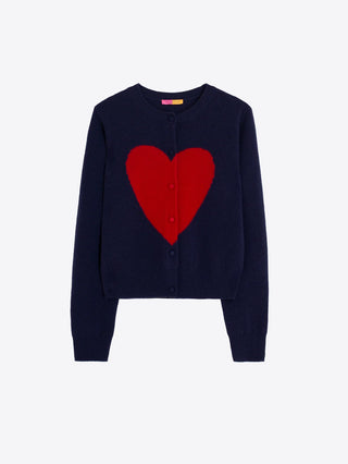 NAVY RED HEART INTARSIA CARDIGAN