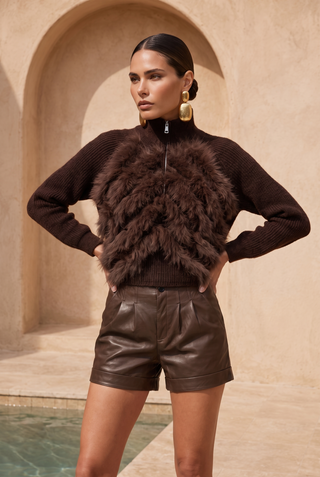 ON MY TERMS FUR ACCENT SWEATER