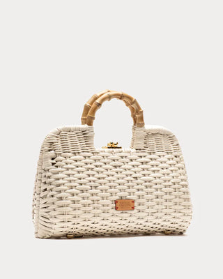 BUZZY BASKET WICKER W/ BAMBOO HANDLE WICKER OFF WHITE