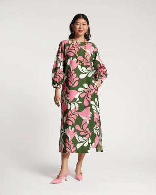 MINNOW MAXI DRESS MODERN PALM COTTON POPLIN