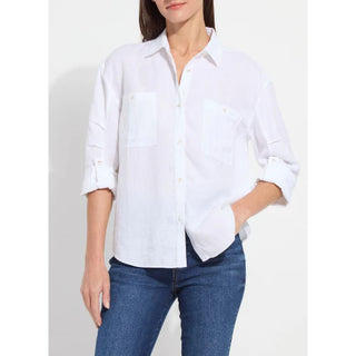 ROSE ROLL TAB UTILITY LINEN SHIRT