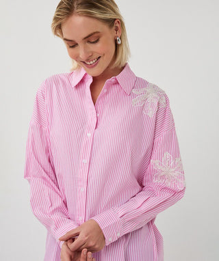 BLOUSE STRIPED FLOWER PATCH