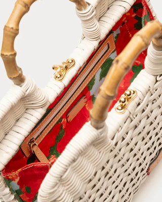 BUZZY BASKET WICKER W/ BAMBOO HANDLE WICKER OFF WHITE