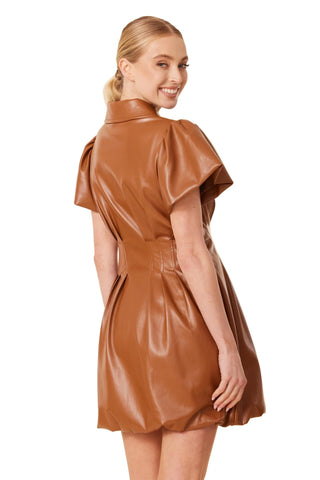 VEGAN LEATHER ZIP BUBBLE DRESS