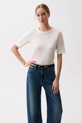 MELIKA QUARTER SLEEVE CREW NECK TEE