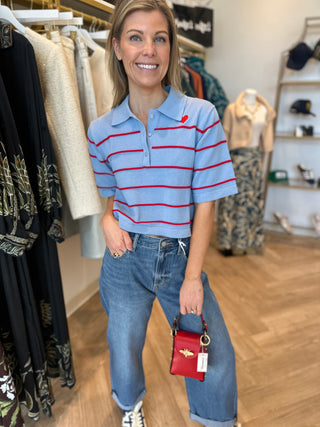 STRIPE BUTTON UP POLO