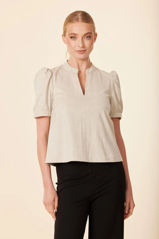 FAUX SUEDE SHORT SLEEVE TOP