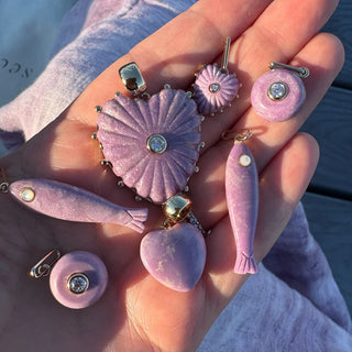 GEMMA PURPLE MICA HEART BAIL CHARM