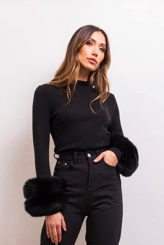 SAMARA FUR CUFF SWEATER