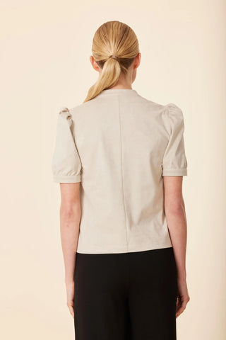 FAUX SUEDE SHORT SLEEVE TOP