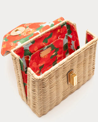 MINI MIDGE BASKET WICKER W/ LEATHER WICKER TOAST/NATURAL