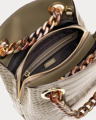 SKIP TOTE CROC EMBOSS LEATHER OLIVE OS - OLIVE