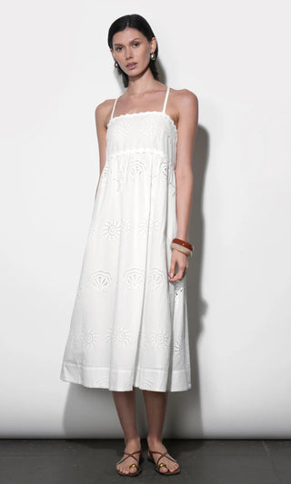 EDIE EMBROIDERED MIDI DRESS