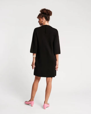 ANNIE DRESS HEIRLOOM FLORAL MERINO WOOL BLEND BLACK/MULTI