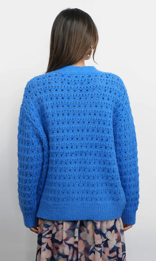 HUDSON OVERSIZED CROCHET KNIT CARDIGAN - SAPPHIRE XS/S
