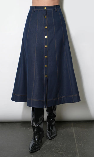 INDY MIDI A-LINE DENIM SKIRT
