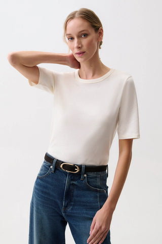 MELIKA QUARTER SLEEVE CREW NECK TEE