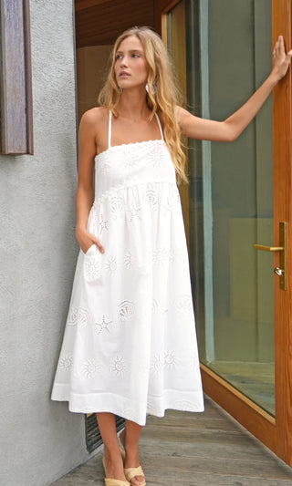 EDIE EMBROIDERED MIDI DRESS