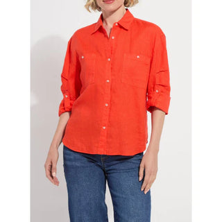 ROSE ROLL TAB UTILITY LINEN SHIRT