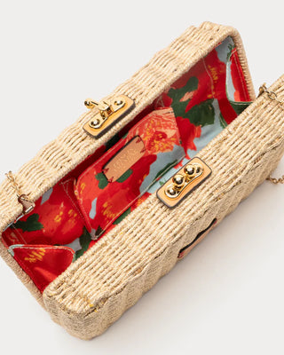 PEPPER CLUTCH WICKER W/METAL CHAIN HANDLE WICKER TOAST - GOLD