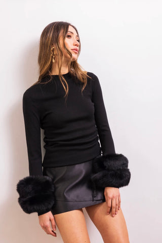 SAMARA FUR CUFF SWEATER