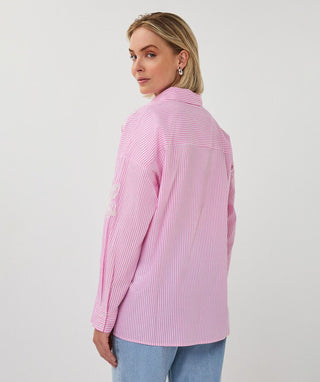 BLOUSE STRIPED FLOWER PATCH