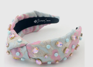 PINK & BLUE BROCADE W/ CRYTALS