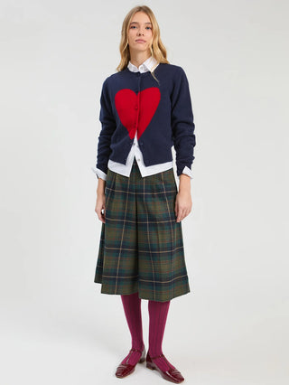 NAVY RED HEART INTARSIA CARDIGAN