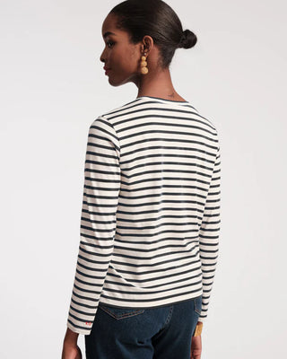 LONG SLEEVE STRIPED T SHIRT STRIPE PIMA COTTON OYSTER/BLACK