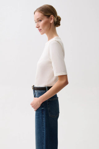 MELIKA QUARTER SLEEVE CREW NECK TEE
