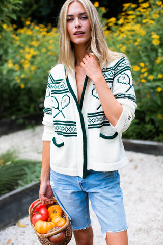 TENNIS INTARSIA SHAWL CARDIGAN