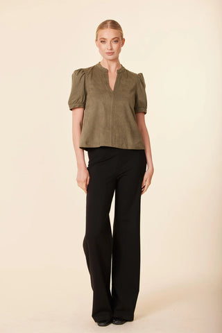 FAUX SUEDE SHORT SLEEVE TOP