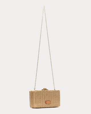 PEPPER CLUTCH WICKER W/METAL CHAIN HANDLE WICKER TOAST - GOLD