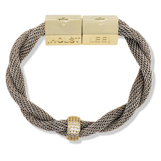 TWISTED MESH BRACELET W/ STONE TWO TONE