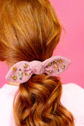 PINK TWEED NUTCRACKER SCRUNCHIE