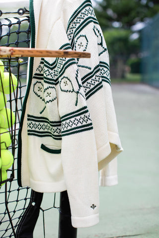 TENNIS INTARSIA SHAWL CARDIGAN