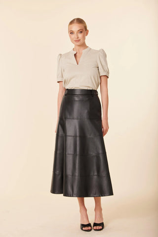 FAUX SUEDE SHORT SLEEVE TOP
